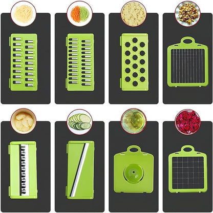 Picadora de verduras 15 en 1 con 8 cuchillas reemplazables - Cortadora ajustable y ralladora para cocina